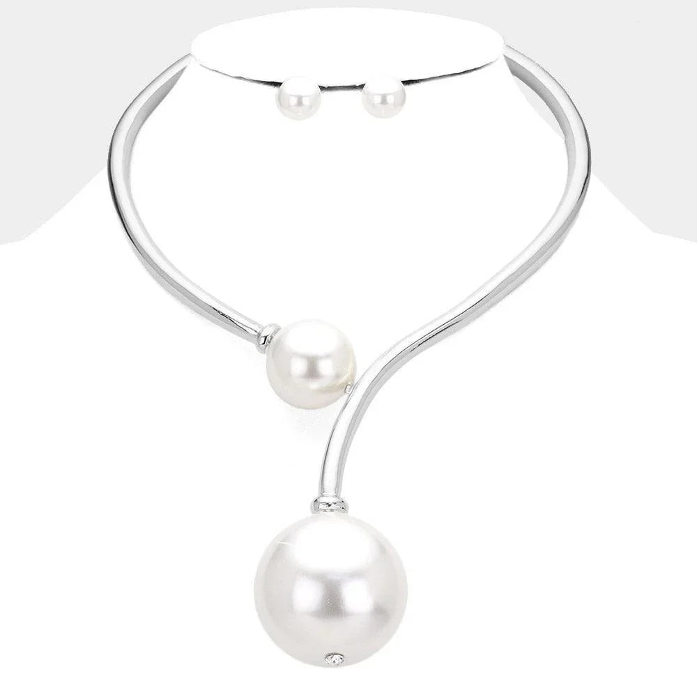 White Chunky Pearl Collar Choker Necklace - Jewelry Store by Erik Rayo