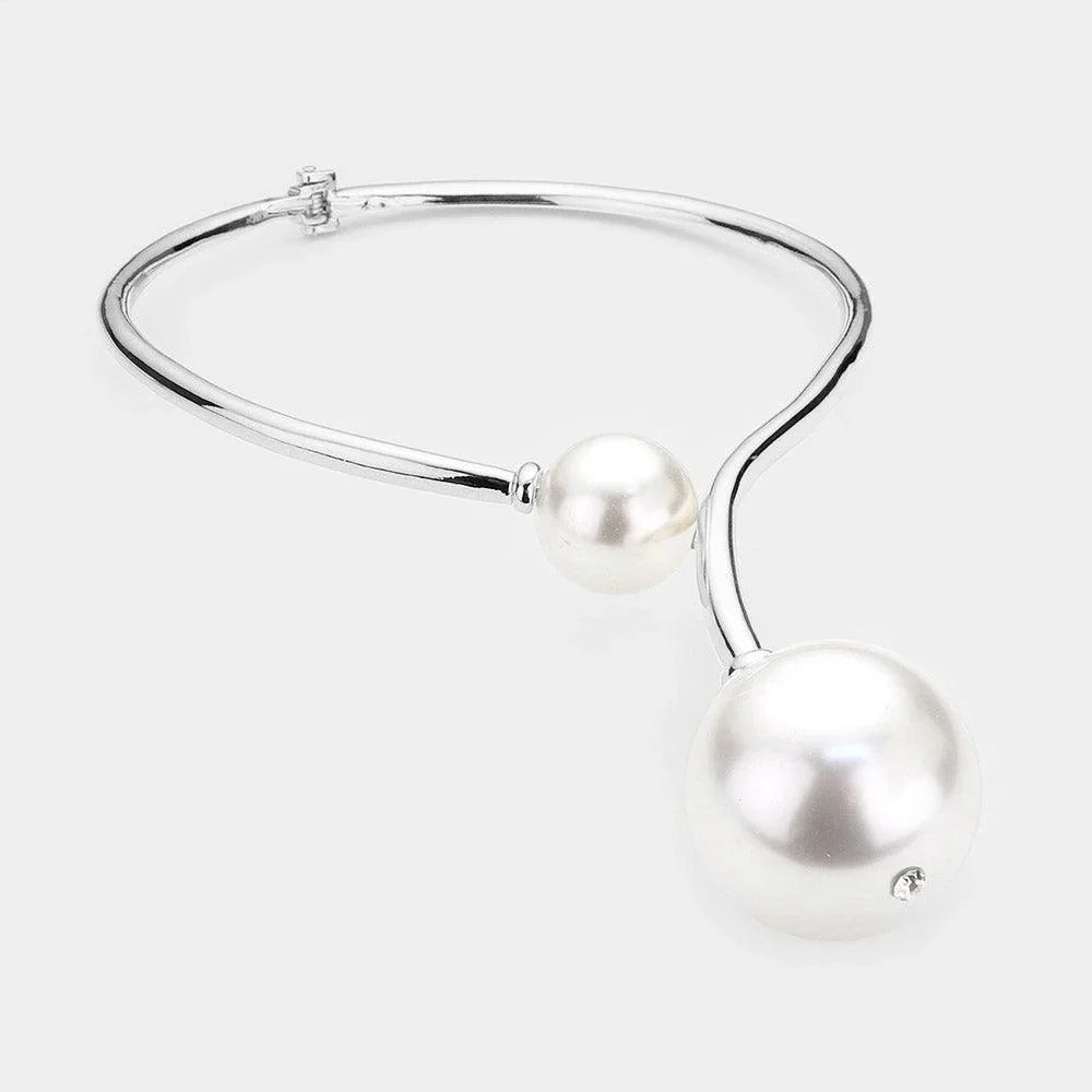 White Chunky Pearl Collar Choker Necklace - Jewelry Store by Erik Rayo