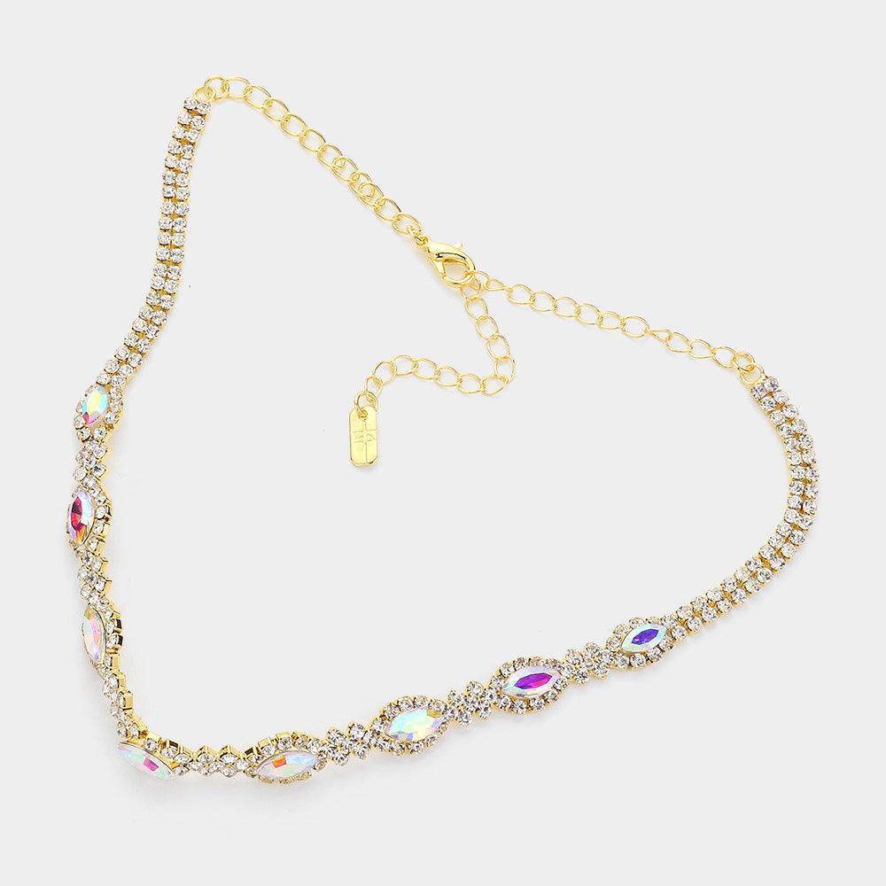 Gold Marquise Stone Pointed Evening Choker Necklace - Jewelry Store by Erik Rayo