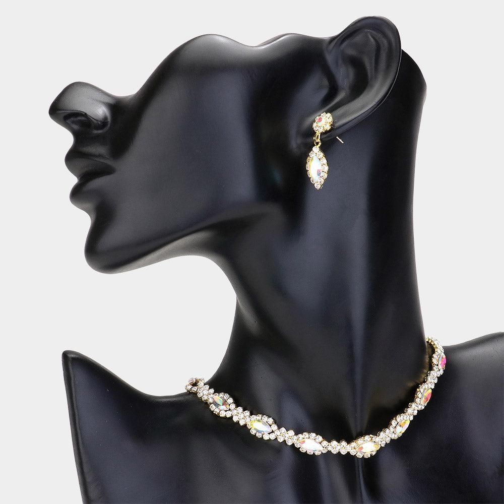 Gold Marquise Stone Pointed Evening Choker Necklace - Jewelry Store by Erik Rayo