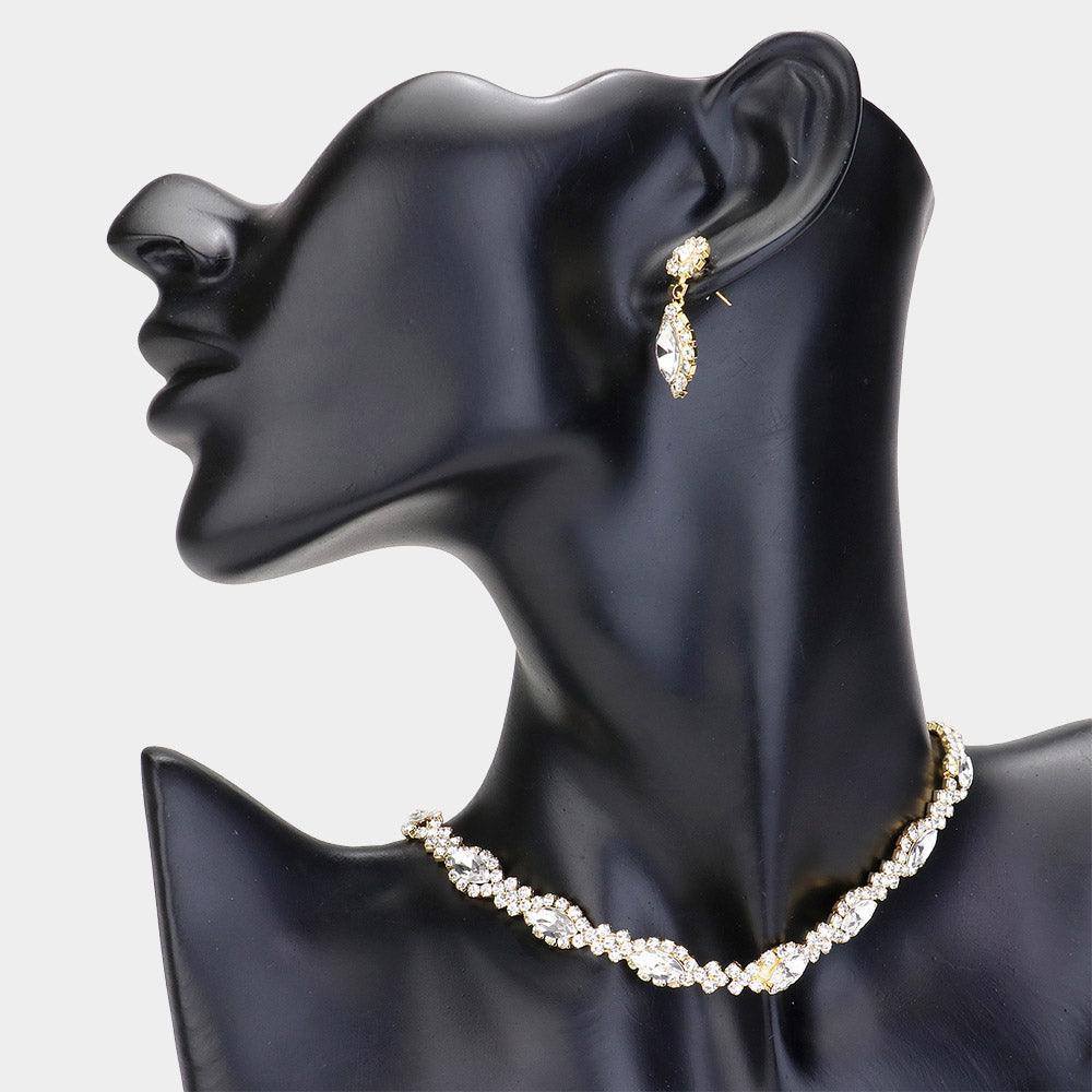Gold Marquise Stone Pointed Evening Choker Necklace - Jewelry Store by Erik Rayo
