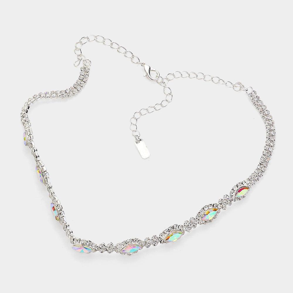 Silver Marquise Stone Pointed Evening Choker Necklace - Jewelry Store by Erik Rayo