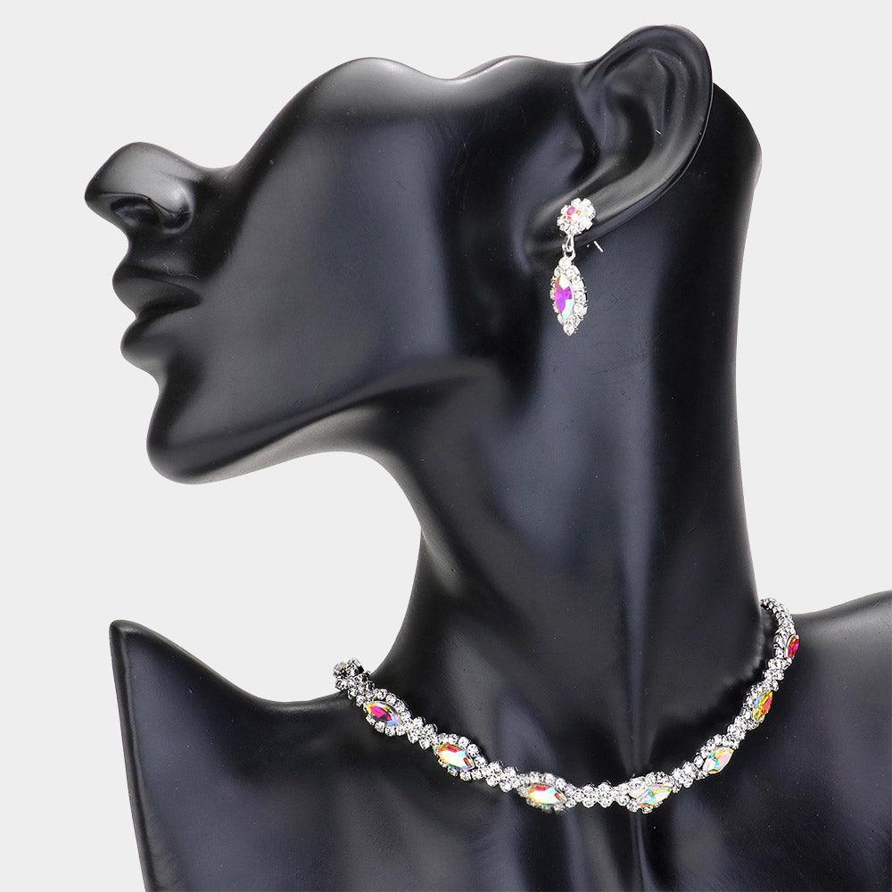 Silver Marquise Stone Pointed Evening Choker Necklace - Jewelry Store by Erik Rayo