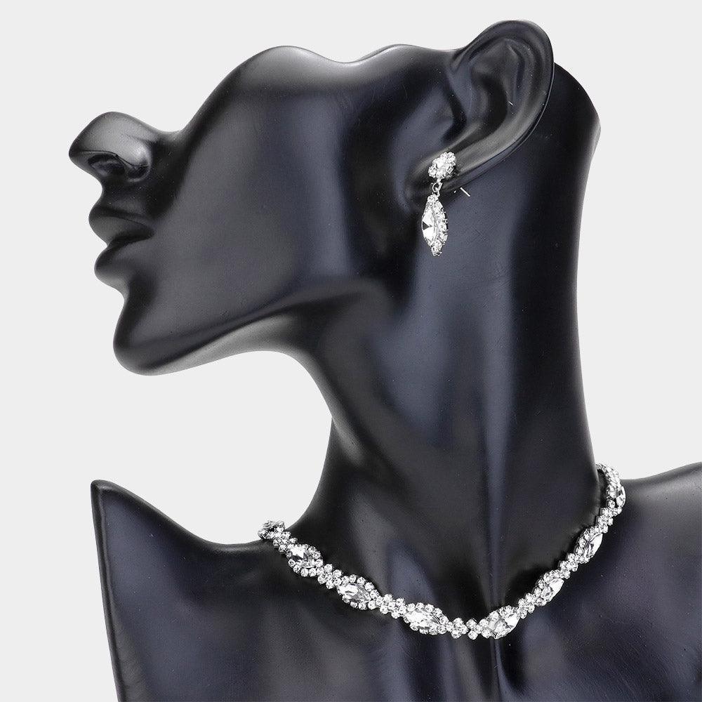 Silver Marquise Stone Pointed Evening Choker Necklace - Jewelry Store by Erik Rayo