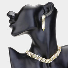 Load image into Gallery viewer, Gold Evening Choker Necklace Rhinestone Paved
