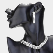 Load image into Gallery viewer, Silver Evening Choker Necklace Rhinestone Paved
