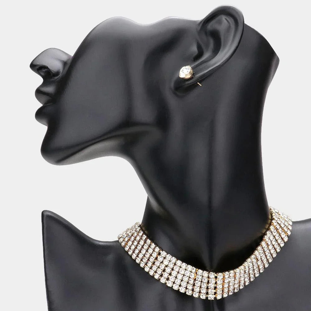 Gold Rhinestone Choker Necklace - Jewelry Store by Erik Rayo