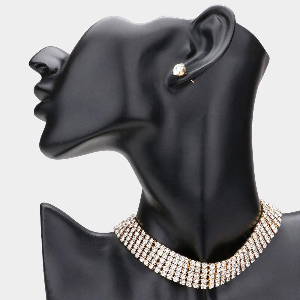 Gold Rhinestone Choker Necklace