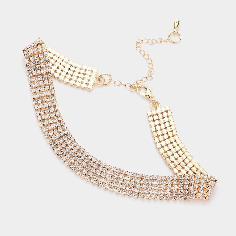 Gold Rhinestone Choker Necklace - Jewelry Store by Erik Rayo