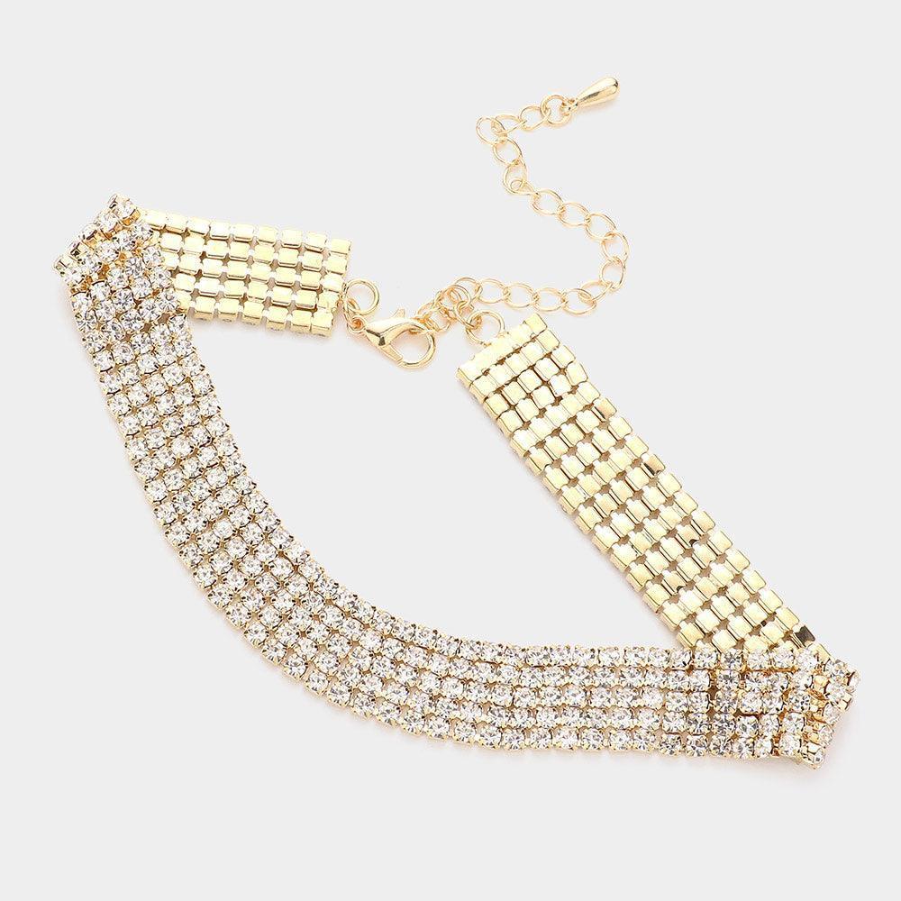 Gold Rhinestone Choker Necklace - Jewelry Store by Erik Rayo