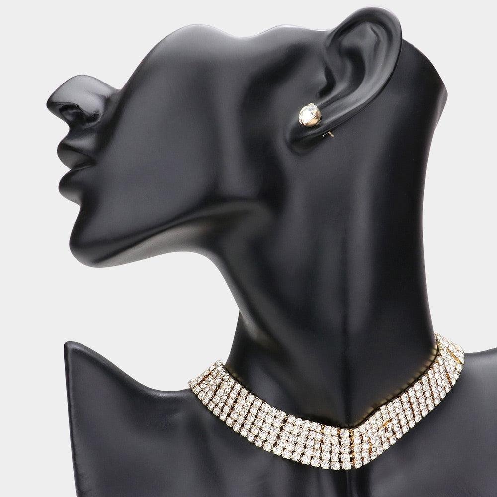 Gold Rhinestone Choker Necklace - Jewelry Store by Erik Rayo