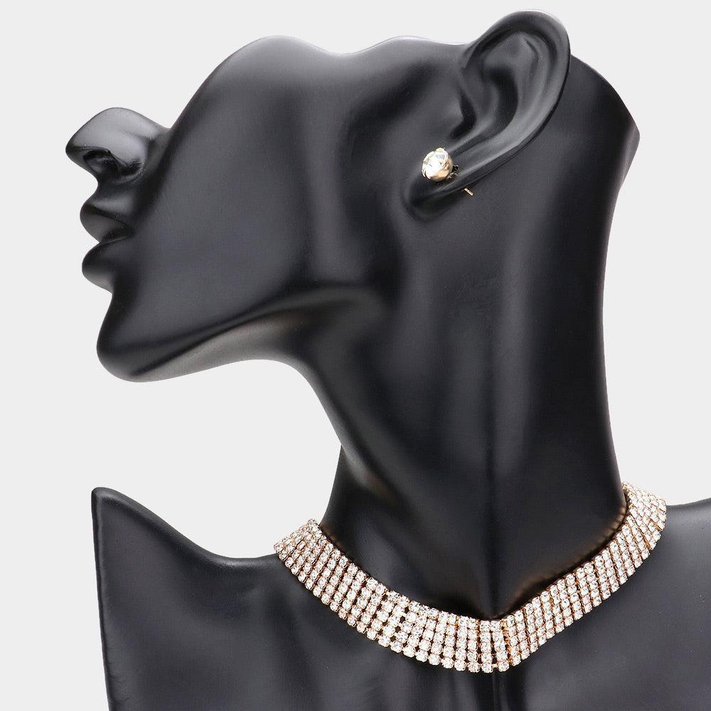 Gold Rhinestone Choker Necklace - Jewelry Store by Erik Rayo