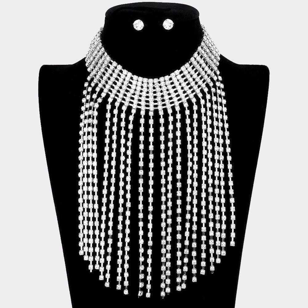 Stone Fringe Choker Evening Necklace - Jewelry Store by Erik Rayo