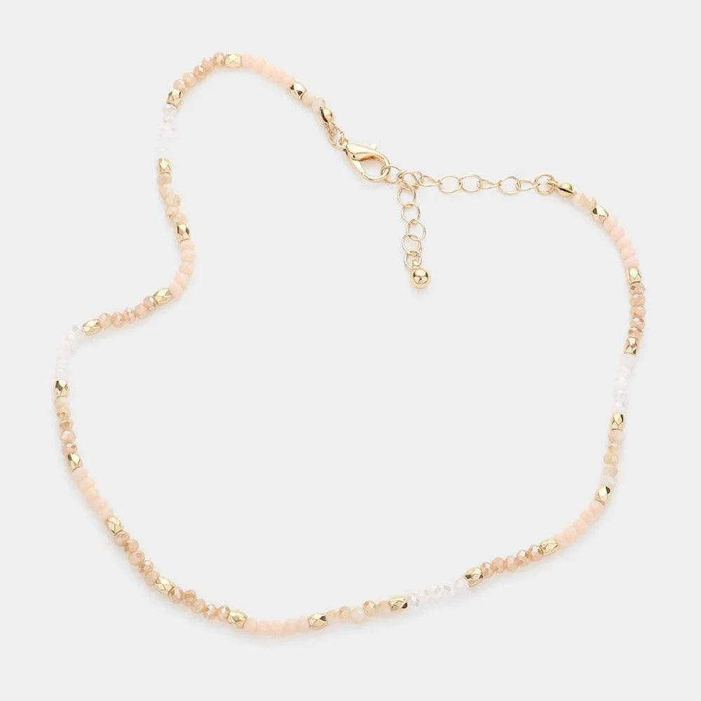 Beige Faceted Beaded Choker Necklace - Jewelry Store by Erik Rayo