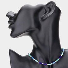 Load image into Gallery viewer, Blue Faceted Beaded Choker Necklace
