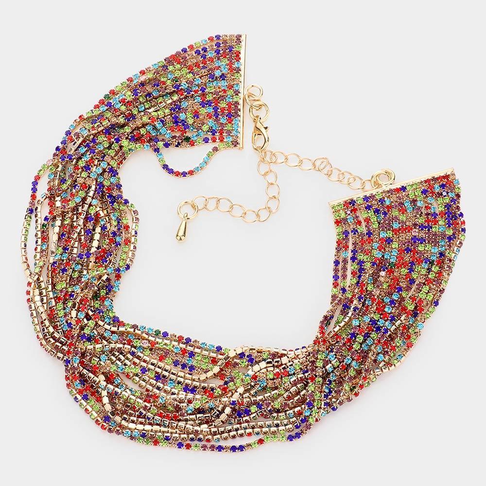 Multi Layered Rhinestone Choker Necklace - Jewelry Store by Erik Rayo