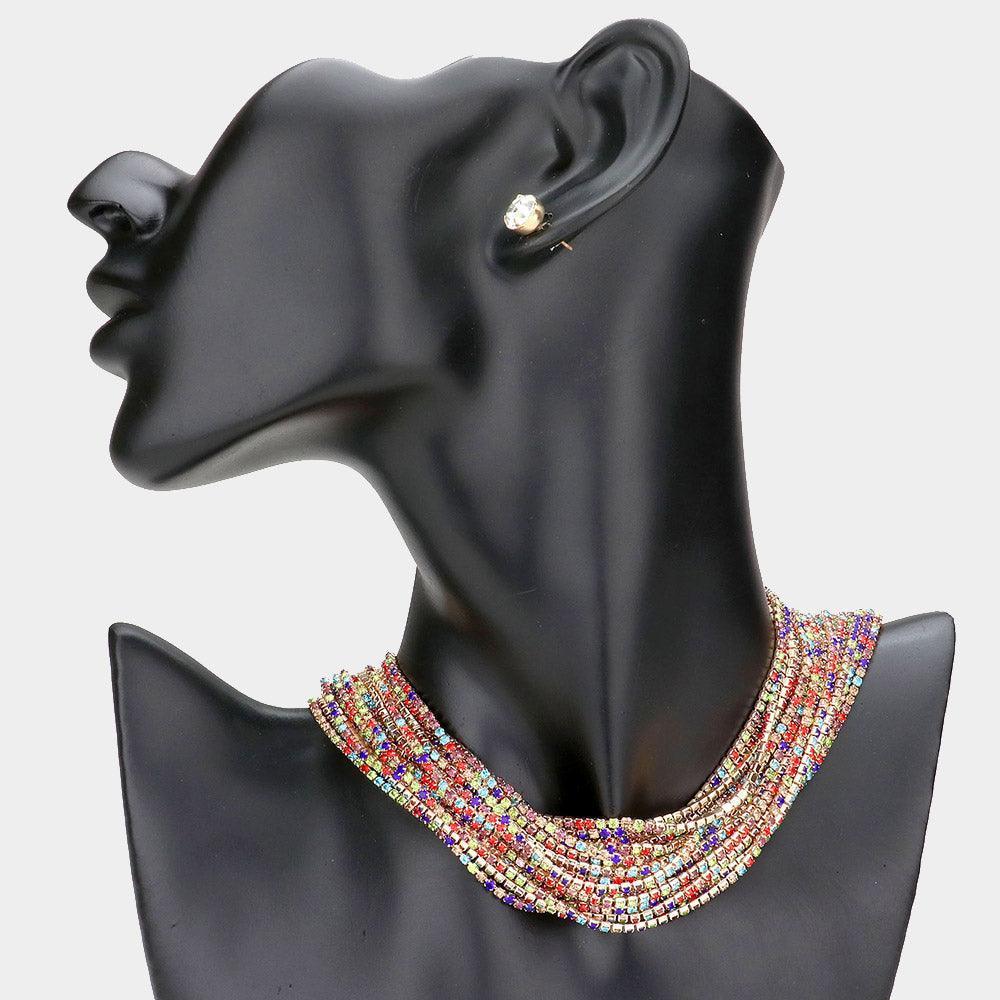 Multi Layered Rhinestone Choker Necklace - Jewelry Store by Erik Rayo