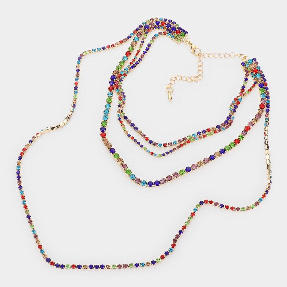 Multi Layered Rhinestone Bib Choker Necklace - Jewelry Store by Erik Rayo