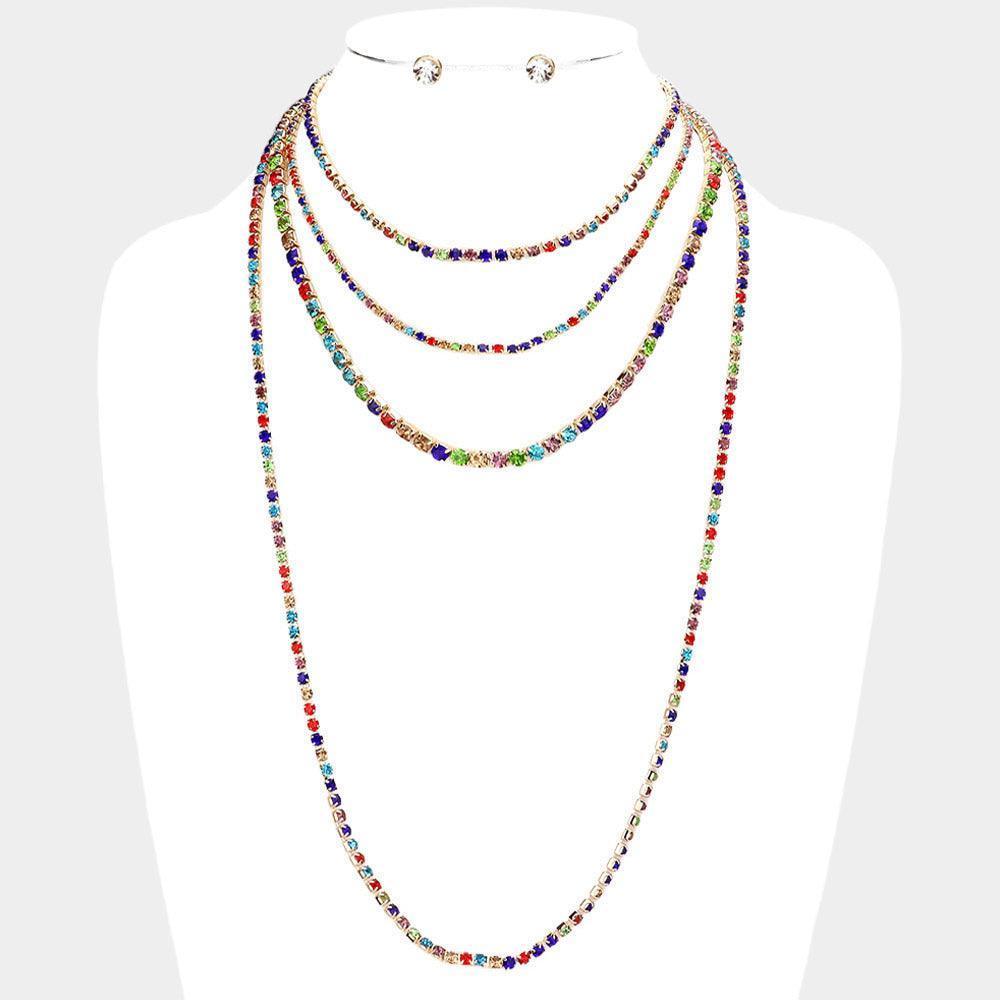 Multi Layered Rhinestone Bib Choker Necklace - Jewelry Store by Erik Rayo