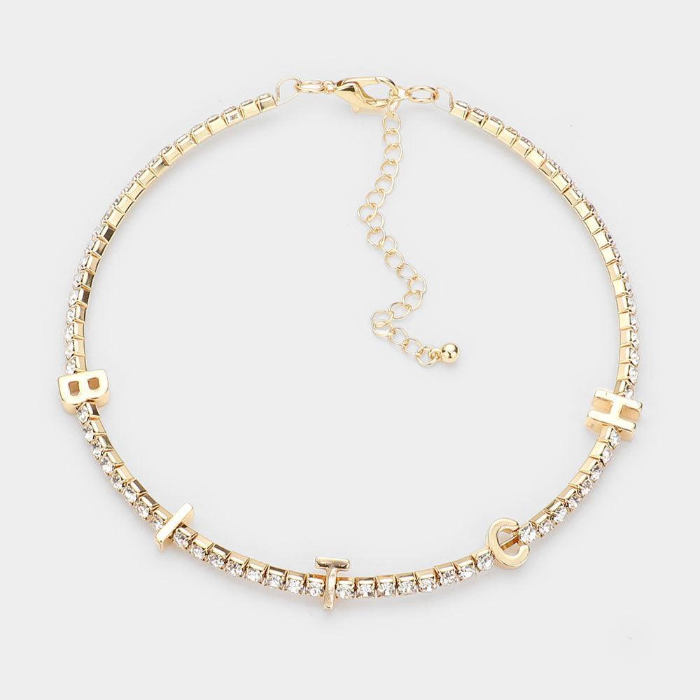 Gold BITCH Metal Message Pendant Stone Choker Necklace - Jewelry Store by Erik Rayo