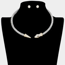 Load image into Gallery viewer, Gold Rhinestone Embellished Snake Choker Necklace
