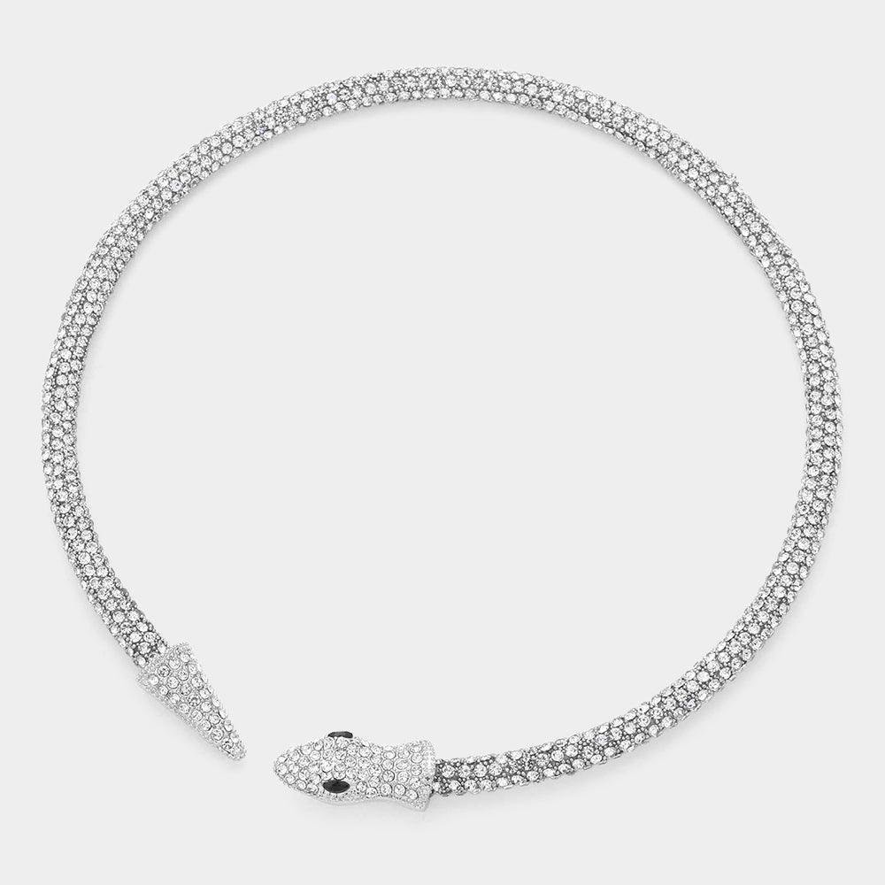Rhinestone Embellished Snake Choker Necklace - Jewelry Store by Erik Rayo