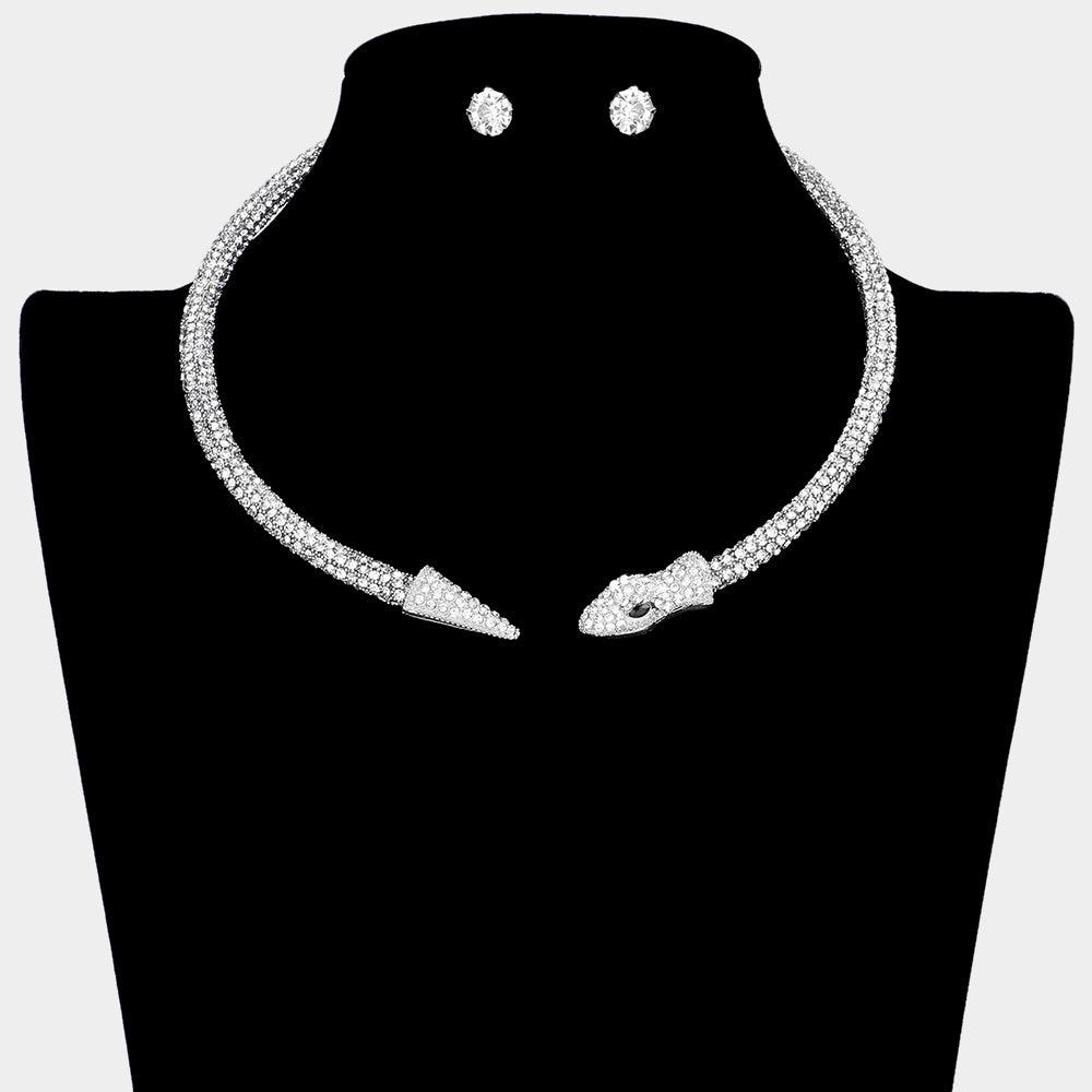 Rhinestone Embellished Snake Choker Necklace