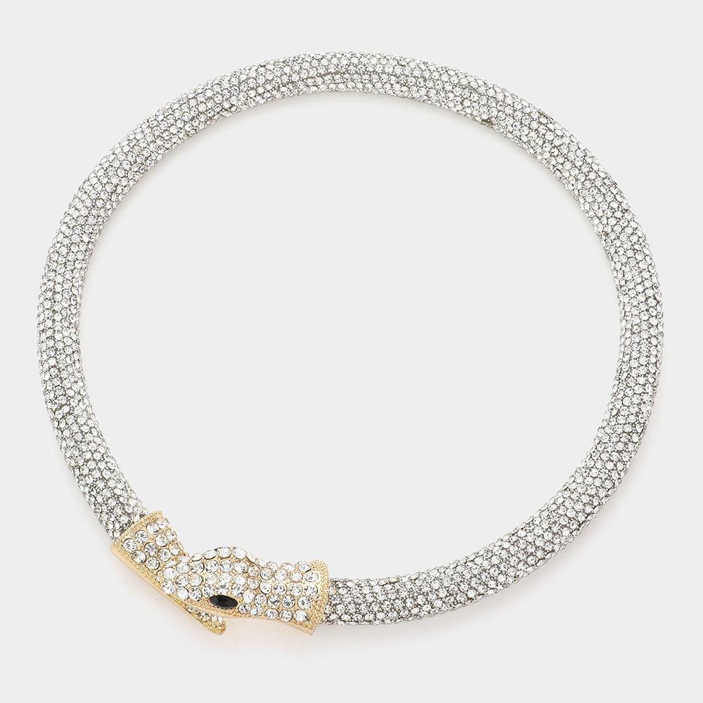Gold Rhinestone Embellished Snake Choker Necklace - Jewelry Store by Erik Rayo