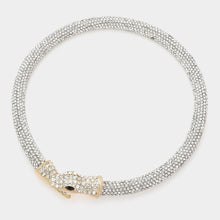 Load image into Gallery viewer, Gold Rhinestone Embellished Snake Choker Necklace
