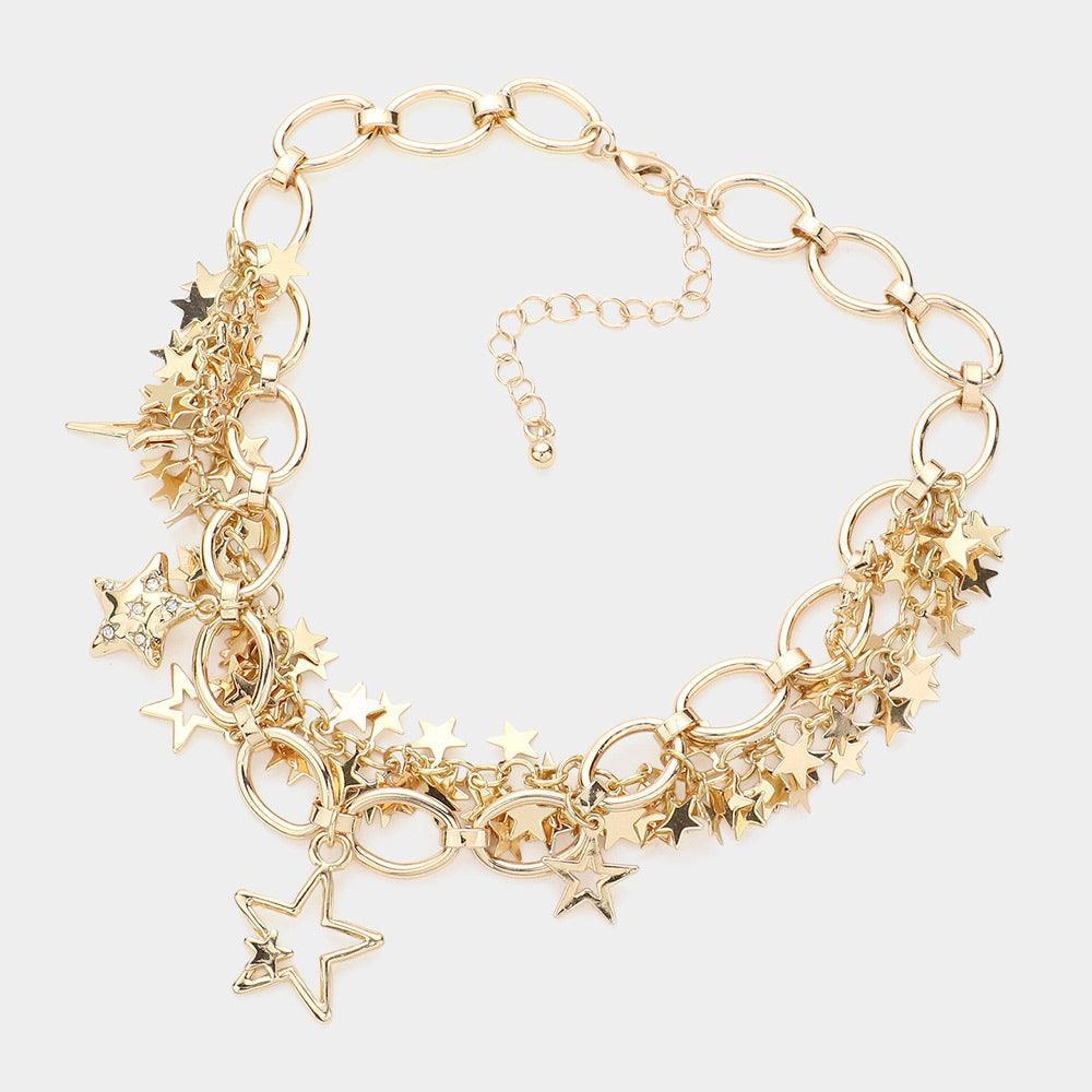 Gold Metal Star Cluster Choker Necklace - Jewelry Store by Erik Rayo