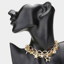 Load image into Gallery viewer, Gold Metal Star Cluster Choker Necklace
