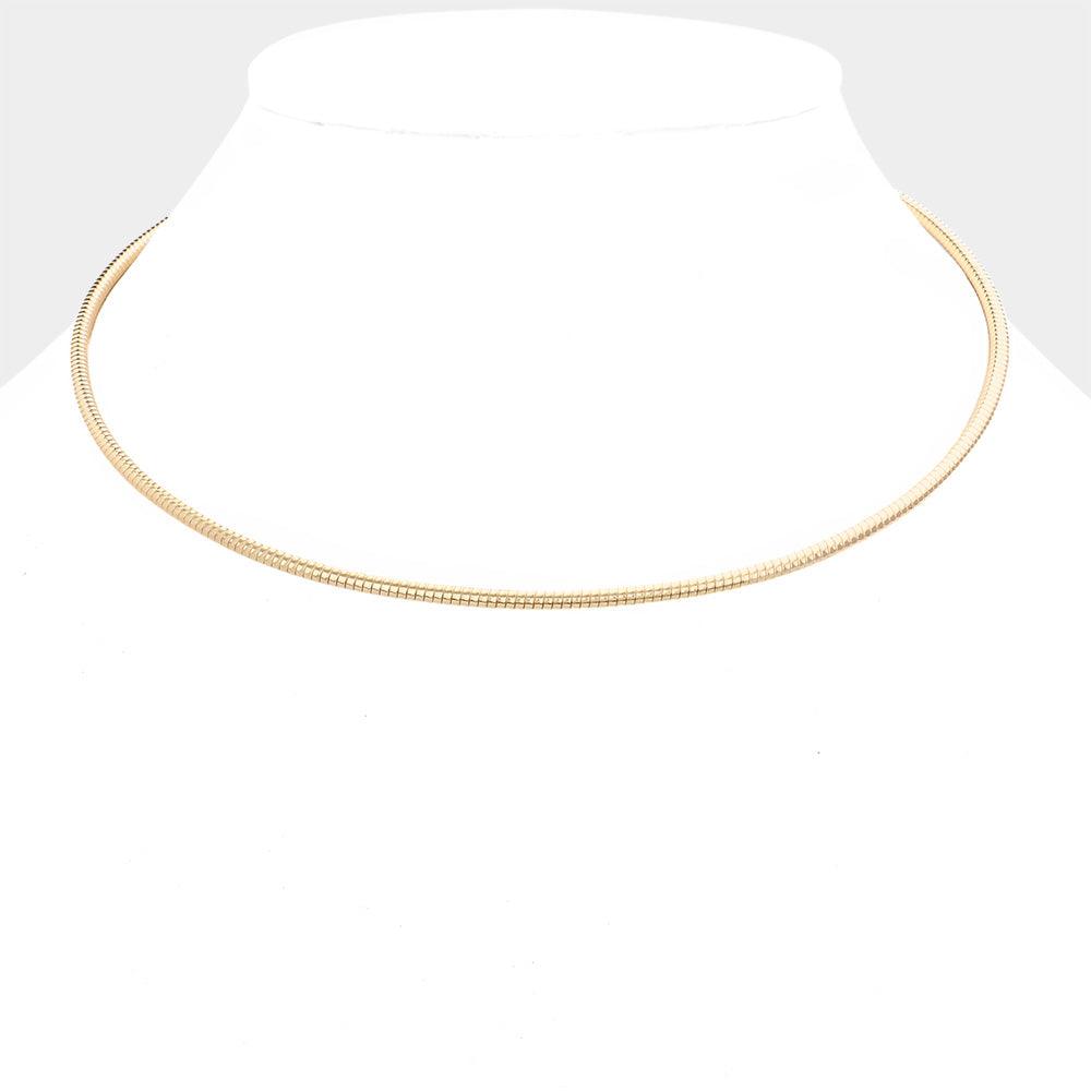 Gold 16 Inch Omega Chain Choker Necklace