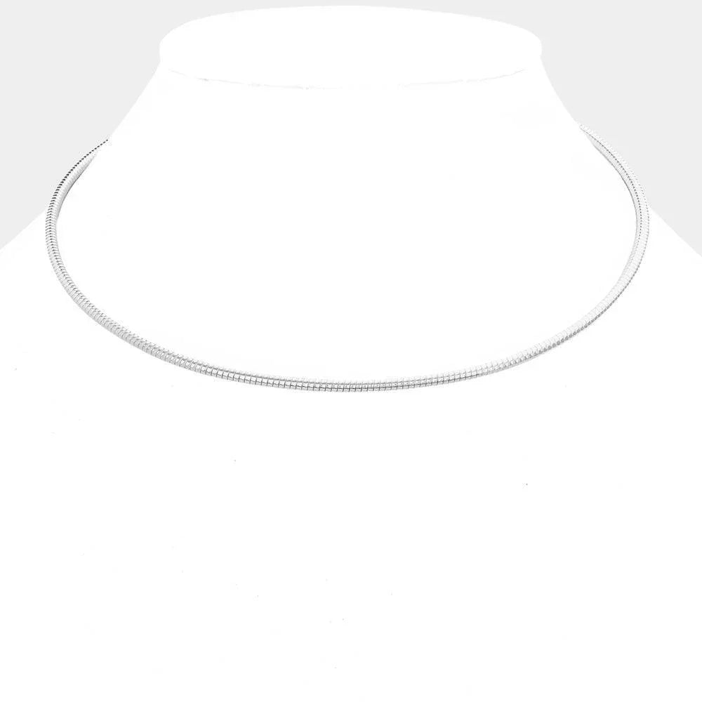 Silver 16 Inch Omega Chain Choker Necklace - Jewelry Store by Erik Rayo