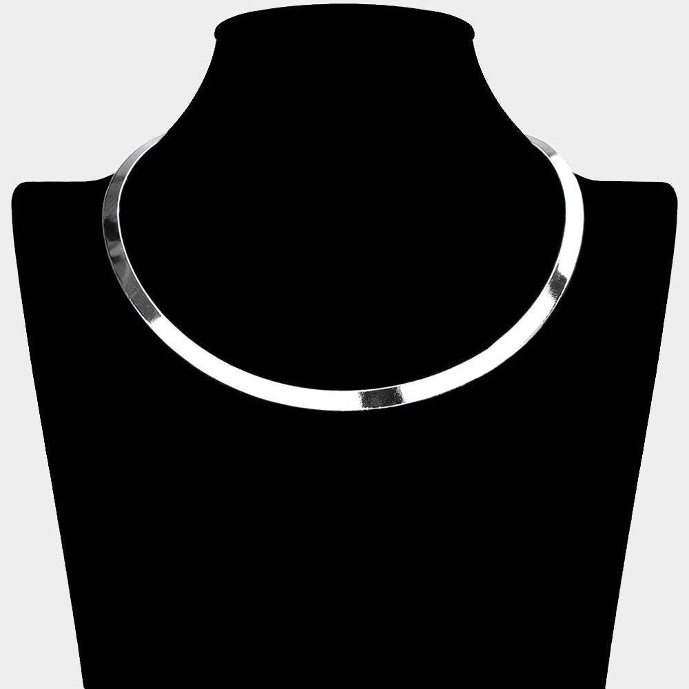 Silver Metal Open Choker Necklace