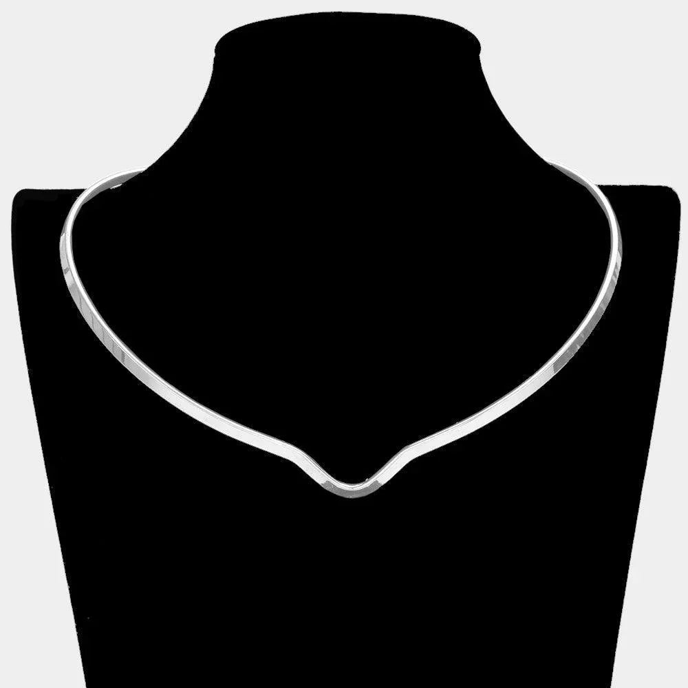 Silver V Shaped Metal Open Choker Necklace - Jewelry Store by Erik Rayo