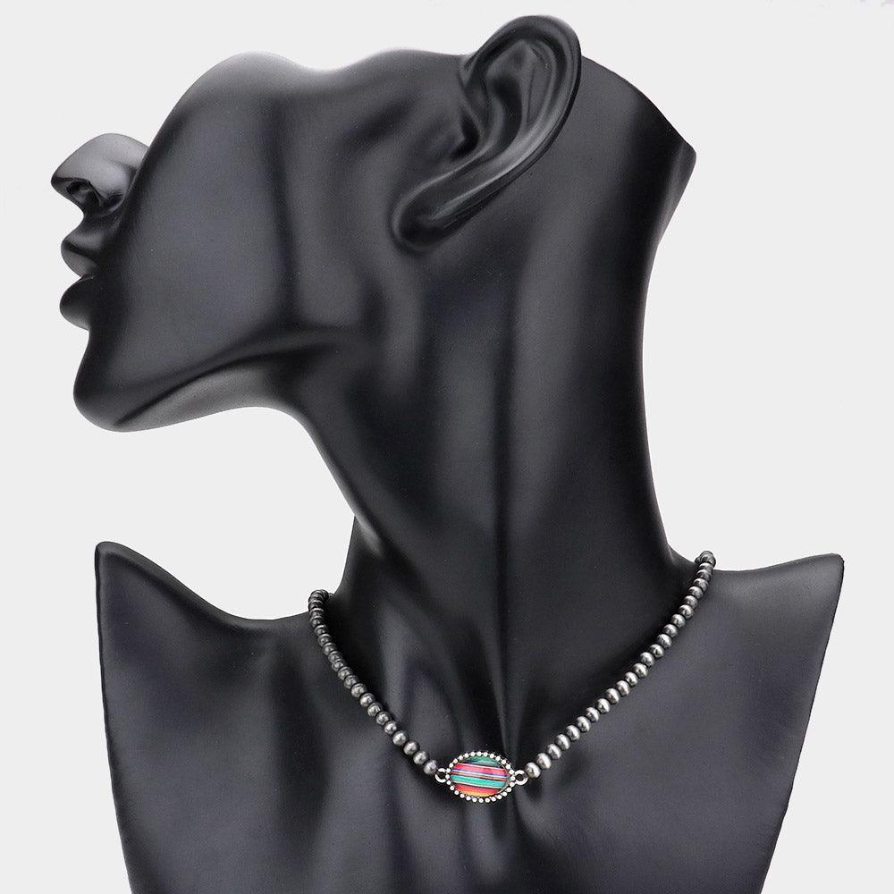 Serape Oval Pendant Choker Necklace - Jewelry Store by Erik Rayo