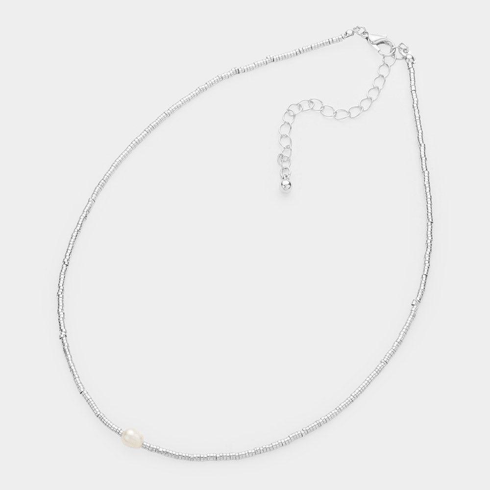 Pearl Accented Seed Beaded Choker Necklace - Jewelry Store by Erik Rayo