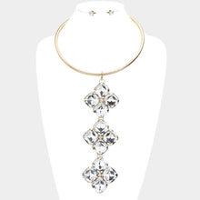 Load image into Gallery viewer, Gold Square Stone Cluster Link Choker Evening Necklace
