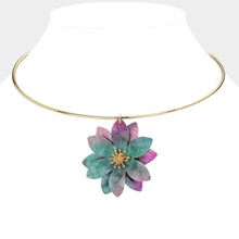 Load image into Gallery viewer, Fabric Flower Pendant Choker Necklace
