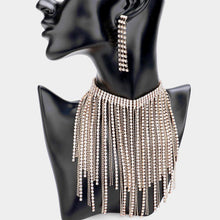 Load image into Gallery viewer, Gold Rhinestone Fringe Choker Necklace
