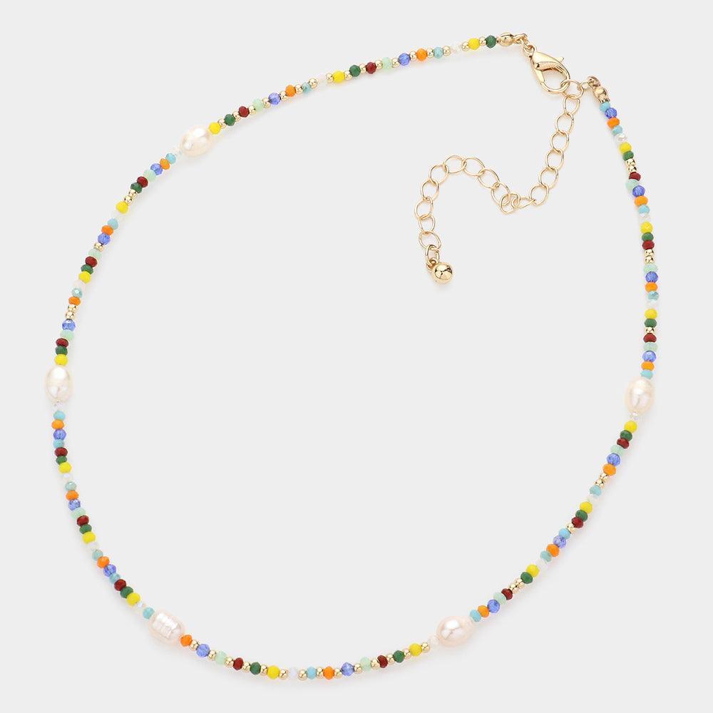 Pearl Accented Faceted Beaded Choker Necklace - Jewelry Store by Erik Rayo
