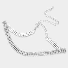 Load image into Gallery viewer, 3-Row Rhinestone Pave Evening Choker Necklace
