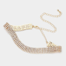 Load image into Gallery viewer, Gold 5-Row Rhinestone Pave Evening Choker Necklace
