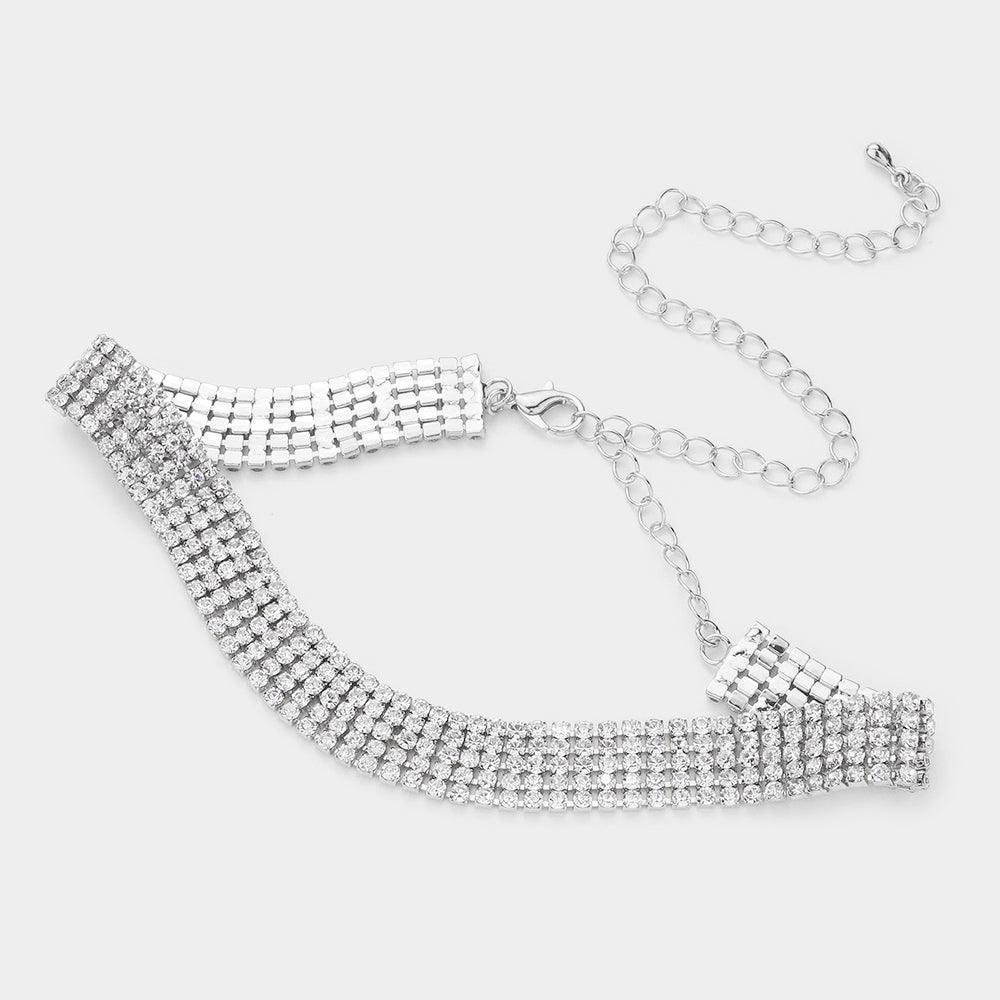 5-Row Rhinestone Pave Evening Choker Necklace - Jewelry Store by Erik Rayo