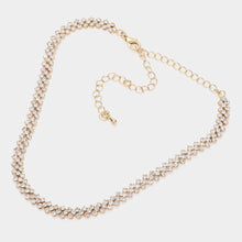 Load image into Gallery viewer, Gold Round Rhinestone Pave Evening Choker Necklace
