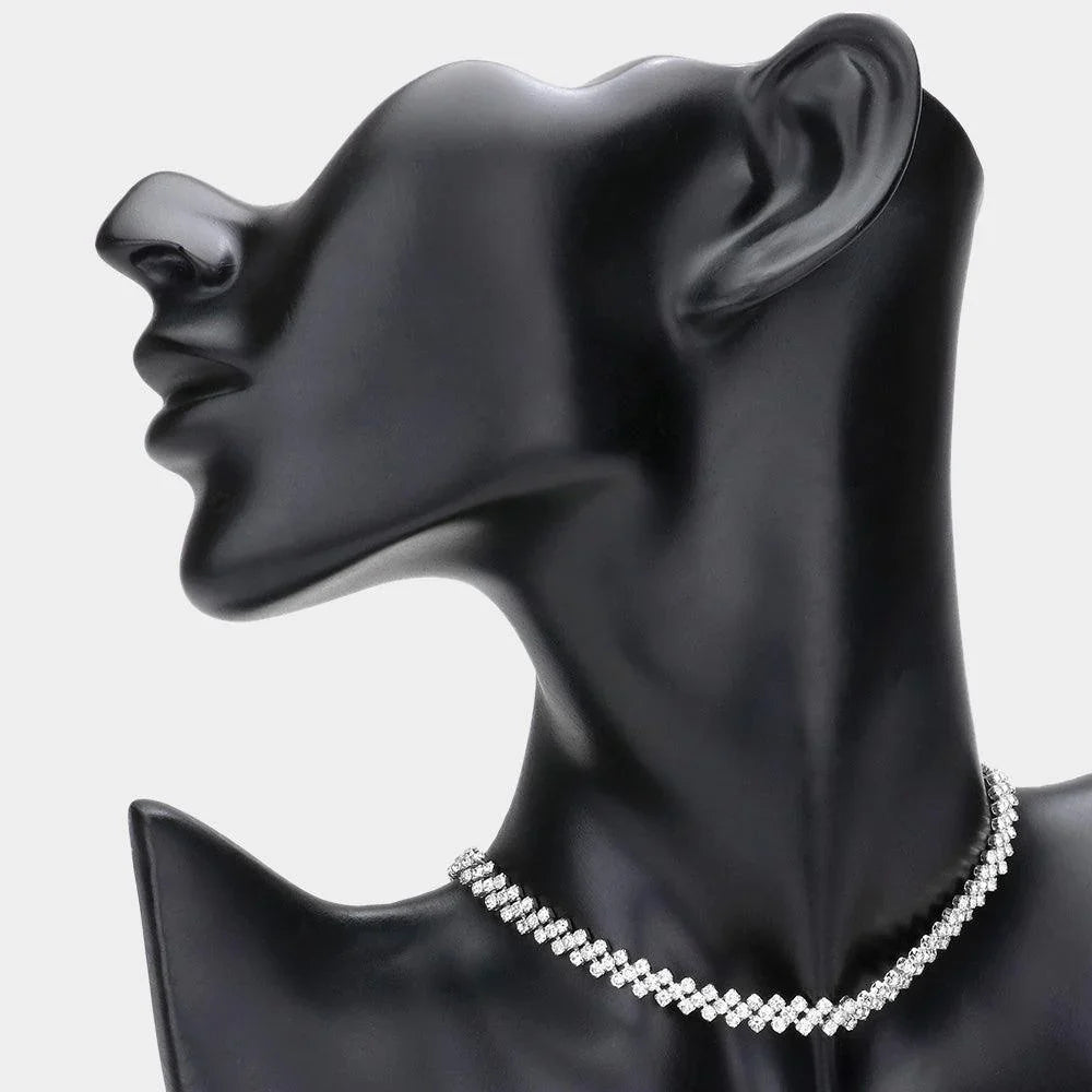 Round Rhinestone Pave Evening Choker Necklace - Jewelry Store by Erik Rayo