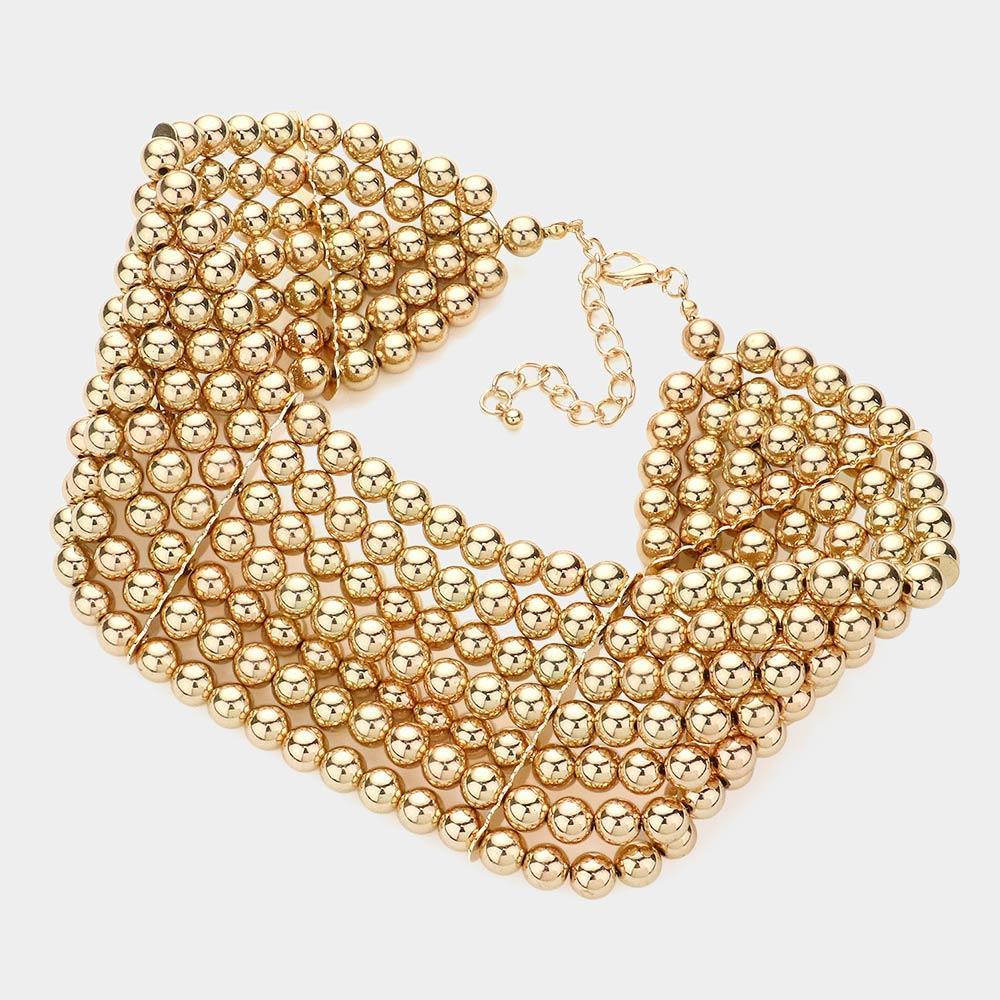 Gold Metal Ball Multi Layered Choker Necklace - Jewelry Store by Erik Rayo