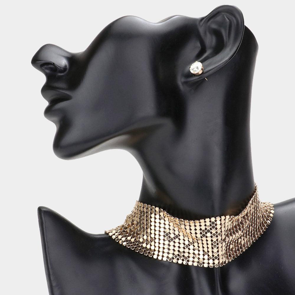 Gold Metal Choker Necklace