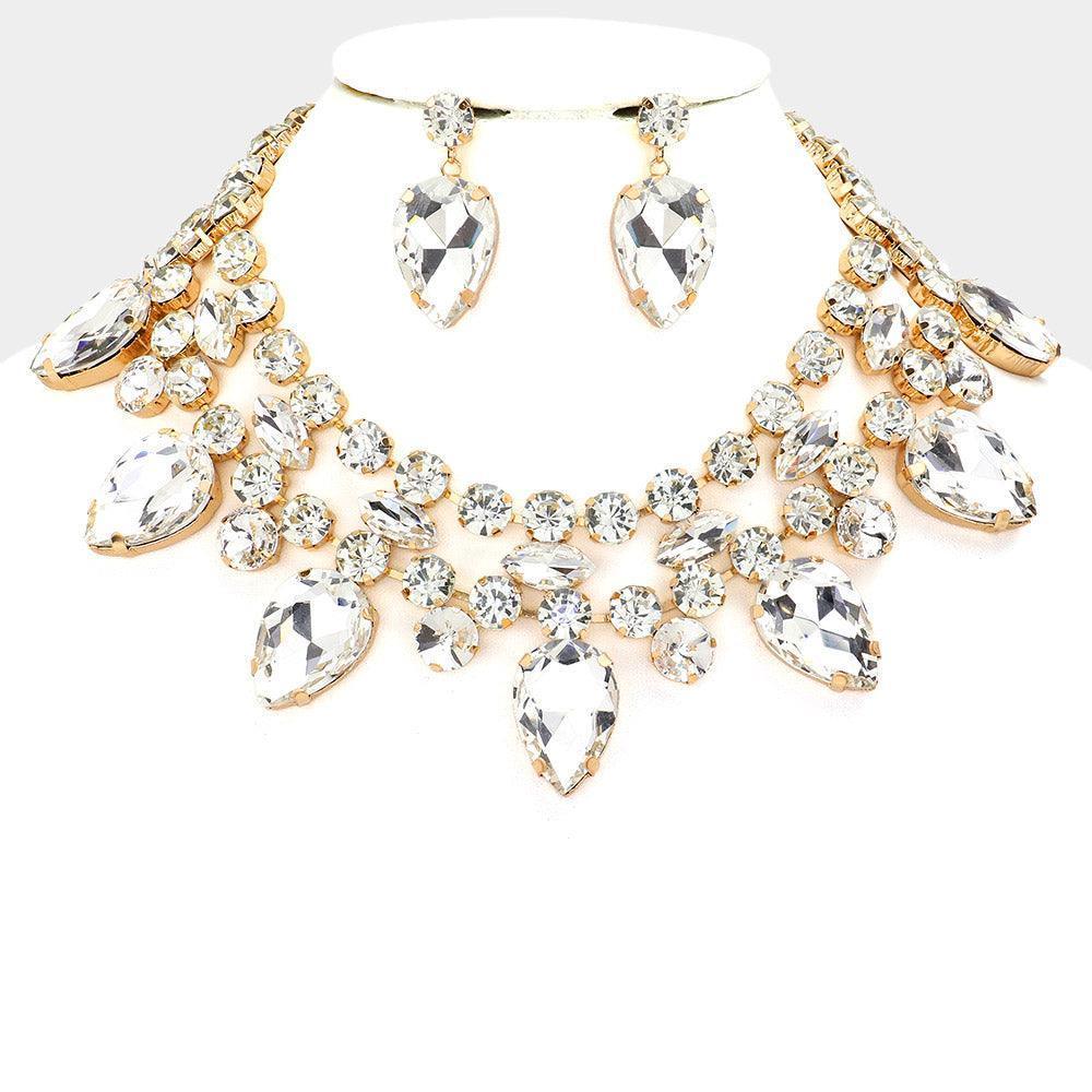 Gold Teardrop Stone Cluster Pointed Evening Choker Necklace - Jewelry Store by Erik Rayo