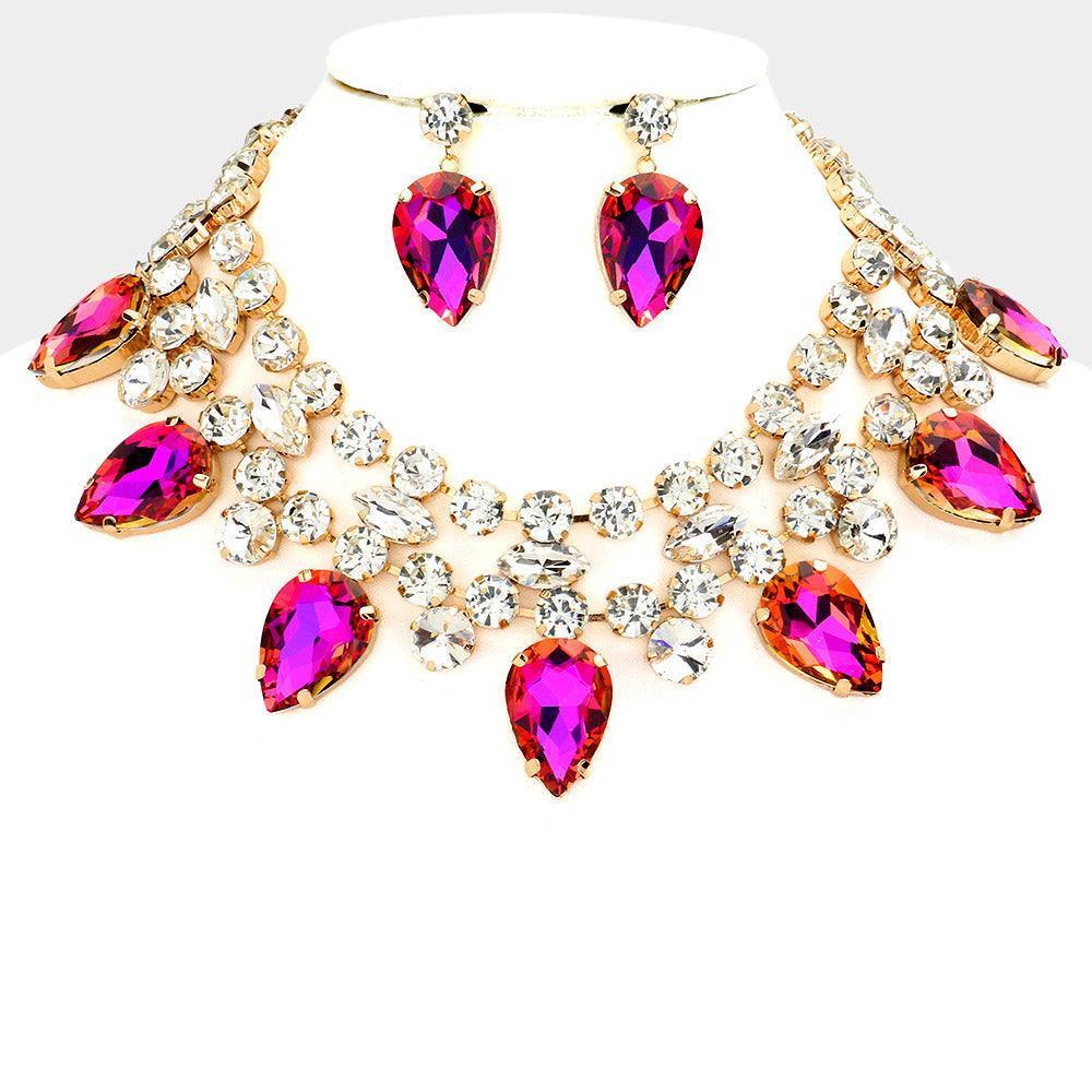 Purple Teardrop Stone Cluster Pointed Evening Choker Necklace - Jewelry Store by Erik Rayo